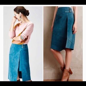 Leifsdottir Teal Real Suede Midi Skirt